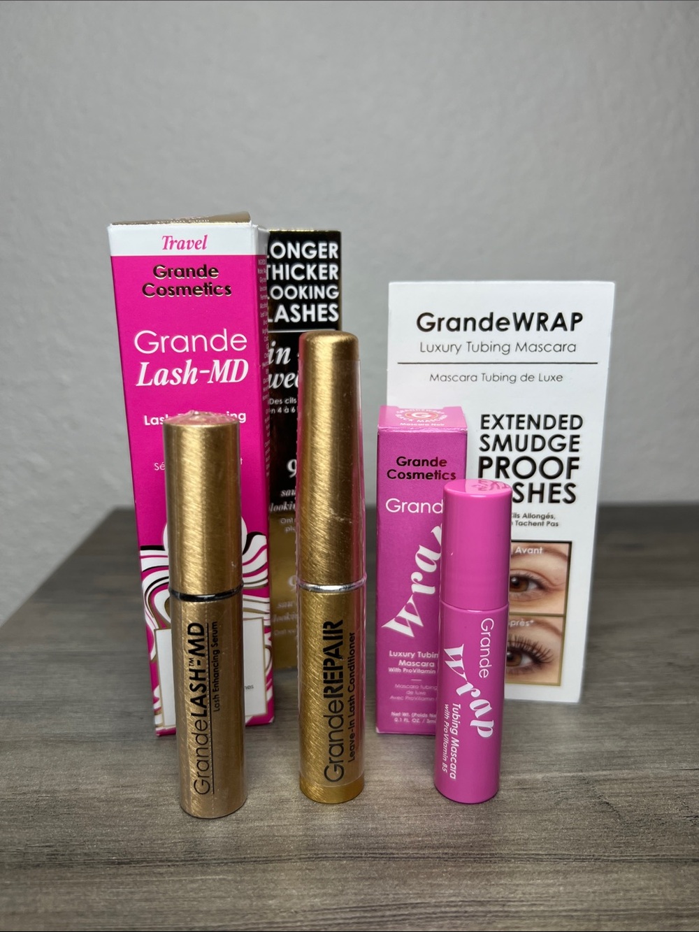 Grande Cosmetics Lash MD Serum, Wrap Mascara & Leave in Conditioner Bundle